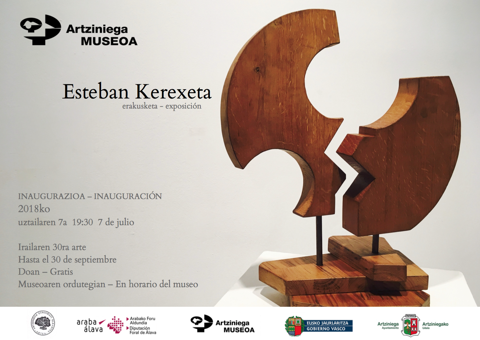 ESTEBAN KEREXETA-ESKULTURA ERAKUSKETA-EXPOSICIÓN DE ESCULTURA-irailaren 30 arte-hasta el 30 de septiembre